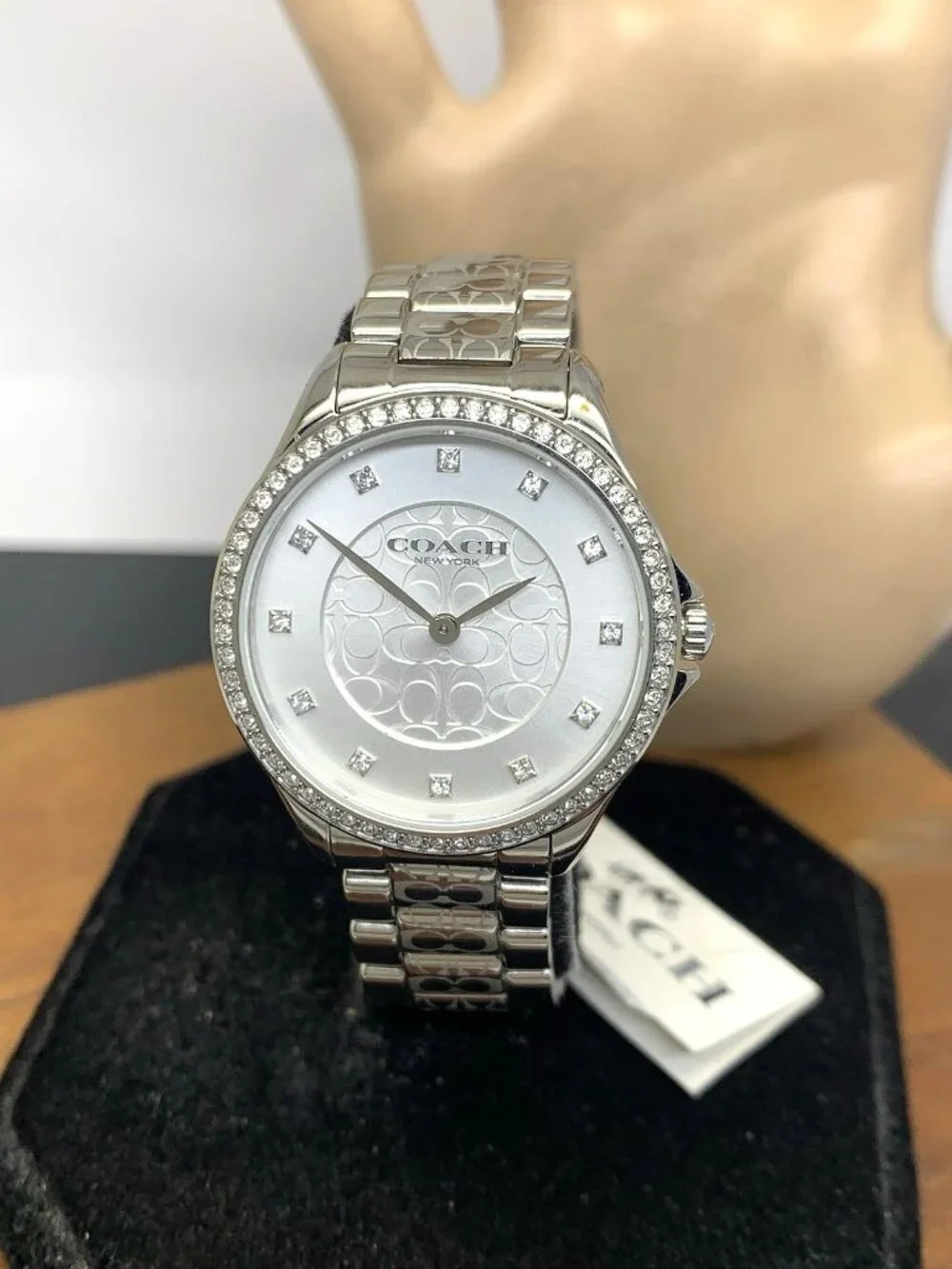Coach Womens Watch 14503503 Astor Quartz Gemmed Silver Dial Stainless Steel 31mm